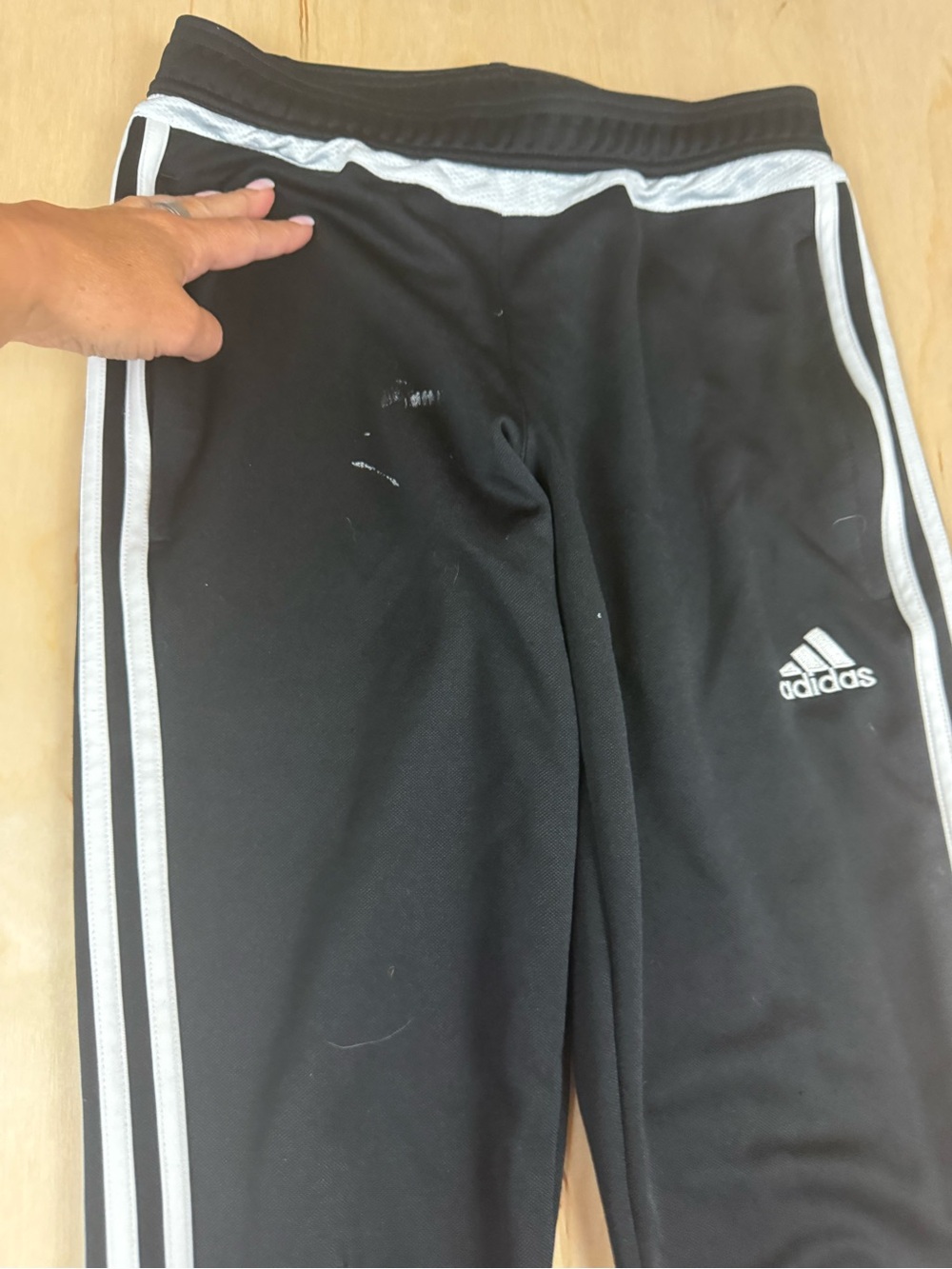 adidas Black Track Pants with White Side Stripes